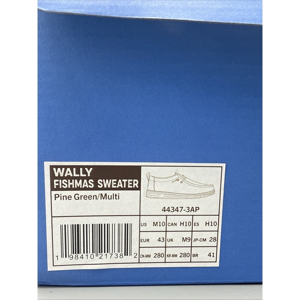 Hey Dude Wally Fishmas Sweater Pine Green Mens 10 Holiday‎ Outdoor Shoes NIB - Picture 9 of 9
